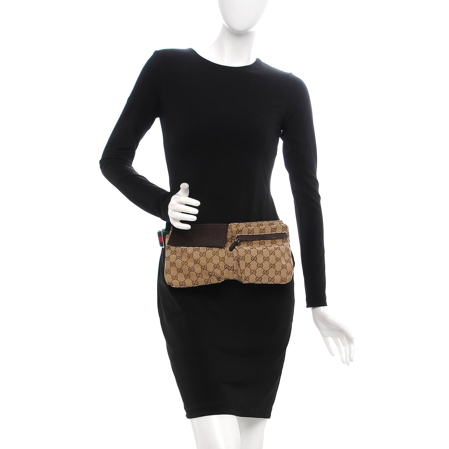 Monogram Web Belt Bag Dark Brown