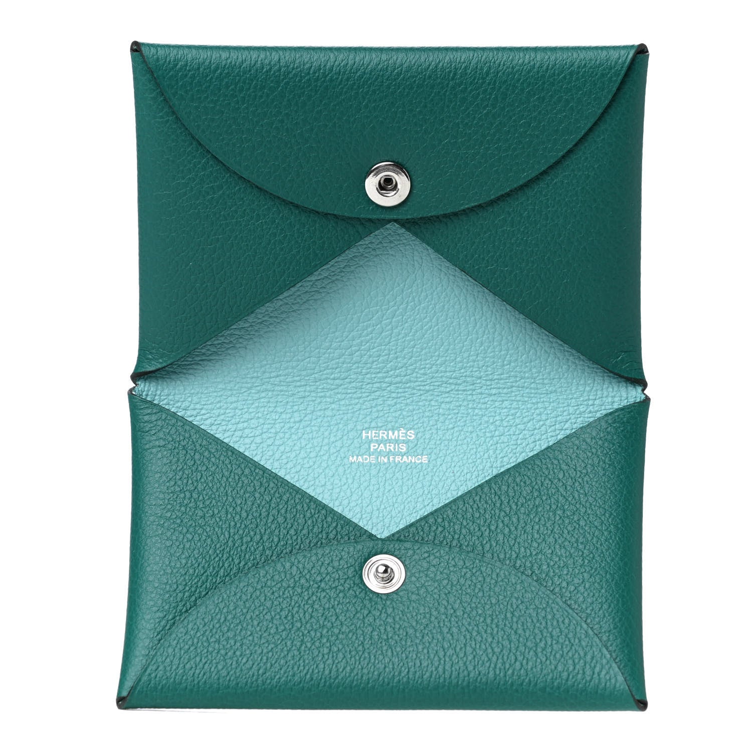Hermes Evercolor Calvi Verso Card Case Malachite Bleu Atoll 4 of 4