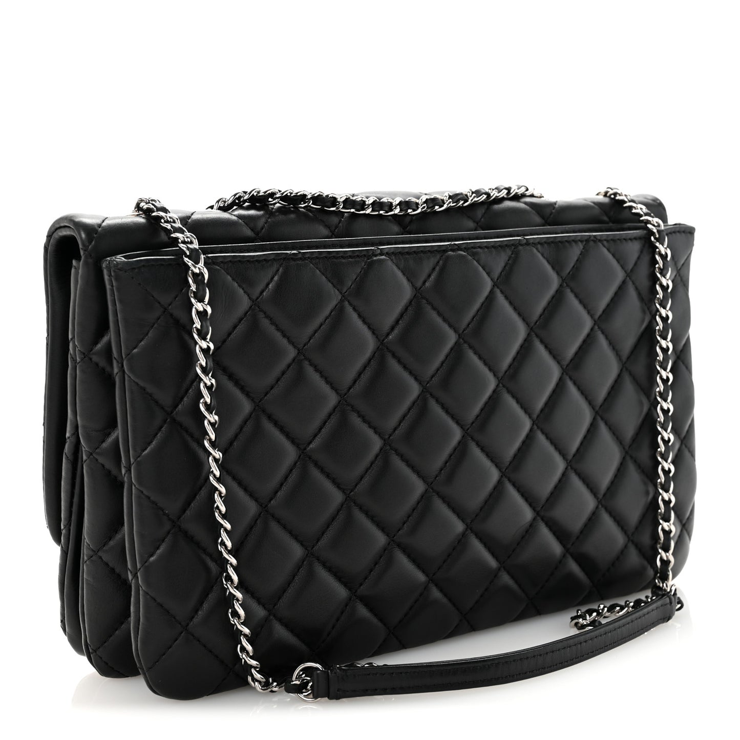 Lambskin Quilted Jumbo Chanel 3 Flap Bag Black