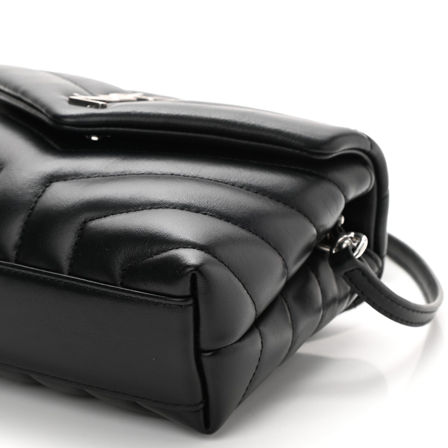 Calfskin Y Quilted Monogram Toy Loulou Crossbody Bag Black