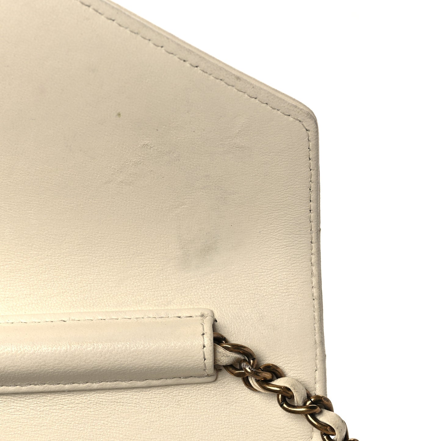 Lambskin Chevron Mini Coco Envelope Flap White