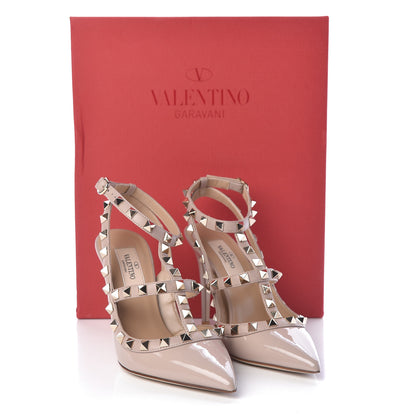 Valentino Garavani Patent Rockstud Ankle Strap Pumps 35 Poudre 9 of 9