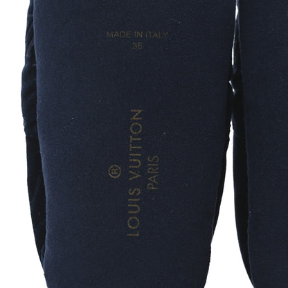 Louis Vuitton Velvet Embroidered Monogram Dreamy Slipper 36 Navy 7 of 7