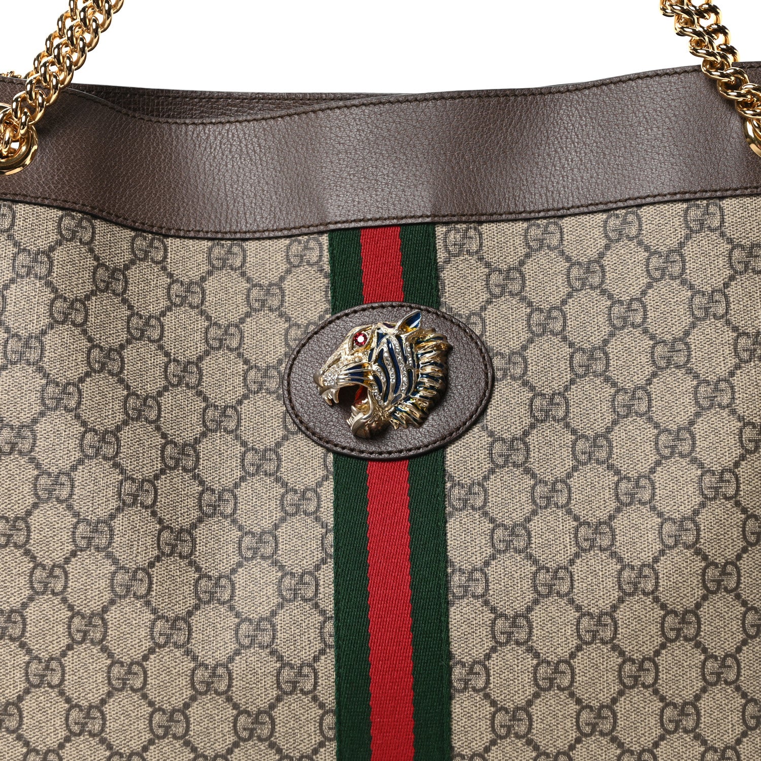 Gucci GG Supreme Monogram Large Rajah Chain Tote Beige New Acero 9 of 11