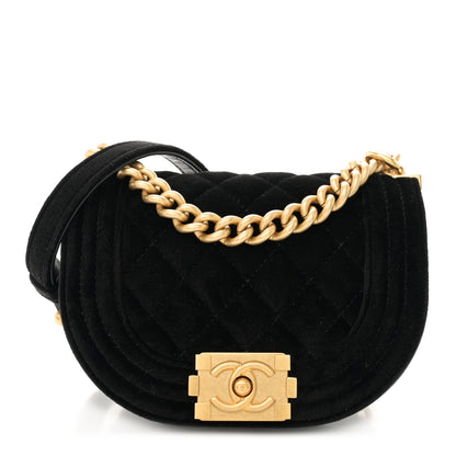 Chanel Velvet Quilted Small Boy Messenger Bag Black 1 of 10