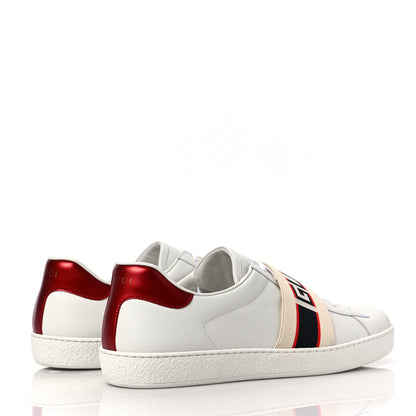 Gucci Calfskin Stripe Mens New Ace Sneaker 11 White Ecru Red Flame 4 of 9