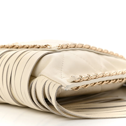Chanel Calfskin Quilted Fringe Small Shopping Bag White 10 of 11