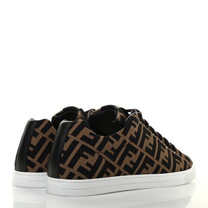 Fendi Tech Fabric FF Mens Lace Up Low Top Sneakers 7.5 Tobacco Black 4 of 8