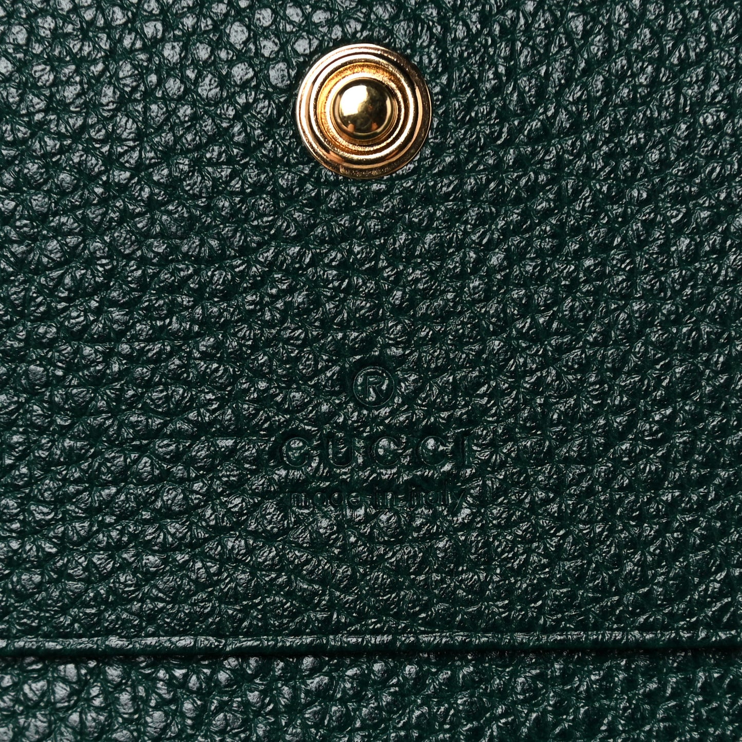 Grainy Calfskin Zumi Chain Card Case Wallet Vintage Green