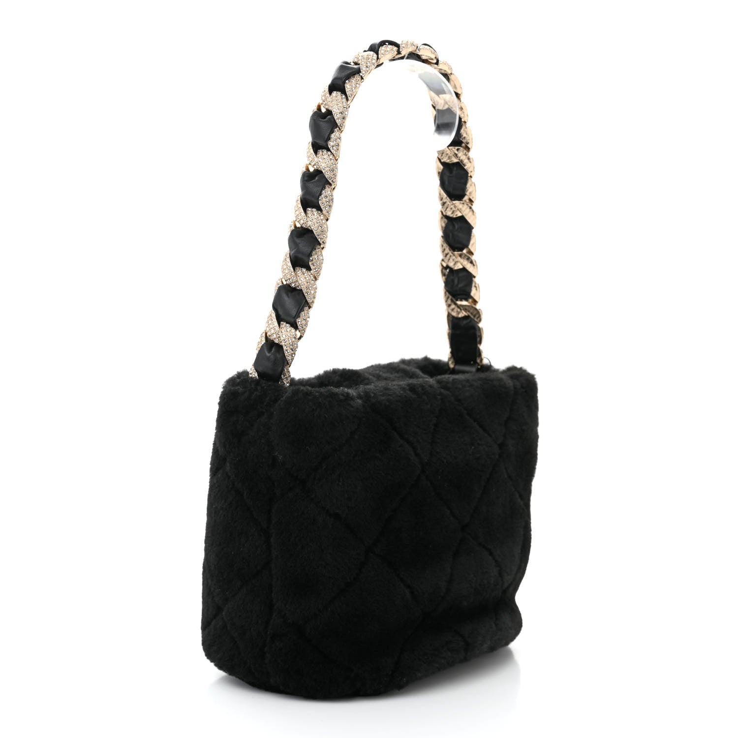 Chanel Shearling Lambskin Crystal Strass Flap Black 3 of 10