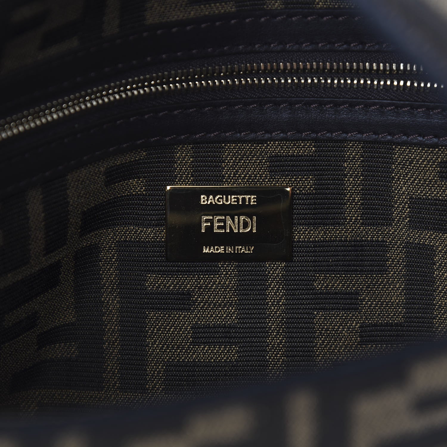 Fendi Fabric Jacquard FF 1974 Medium Baguette Tobacco Moro Black 7 of 11