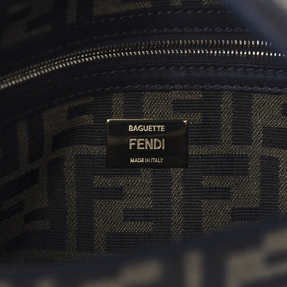 Fendi Fabric Jacquard FF 1974 Medium Baguette Tobacco Moro Black 7 of 11