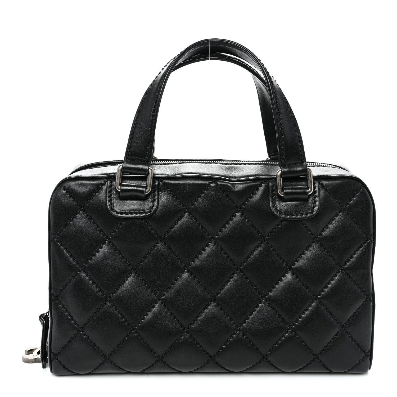 Chanel Calfskin Quilted Top Handle Bag Black 1 of 10