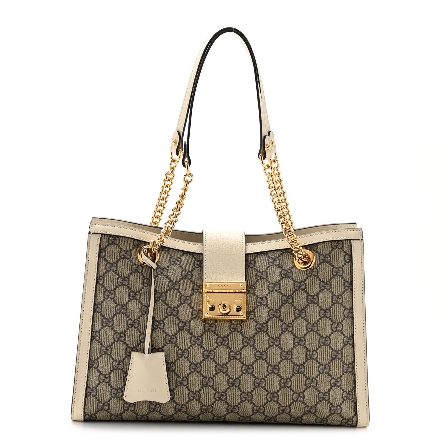 Gucci GG Supreme Monogram Medium Padlock Tote White 1 of 11
