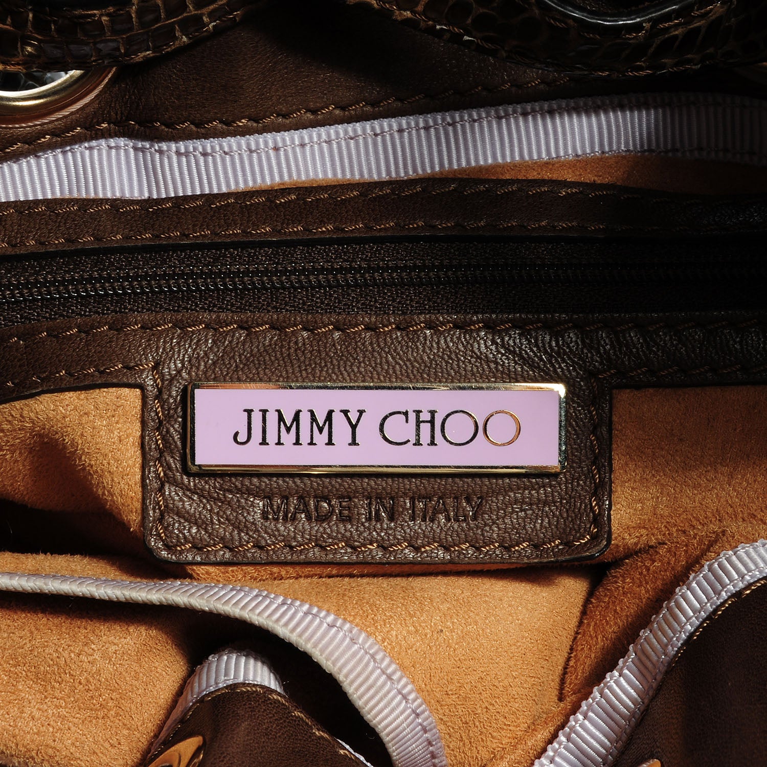 Jimmy Choo Lizard Embossed Medium Riki Brown 6 of 8