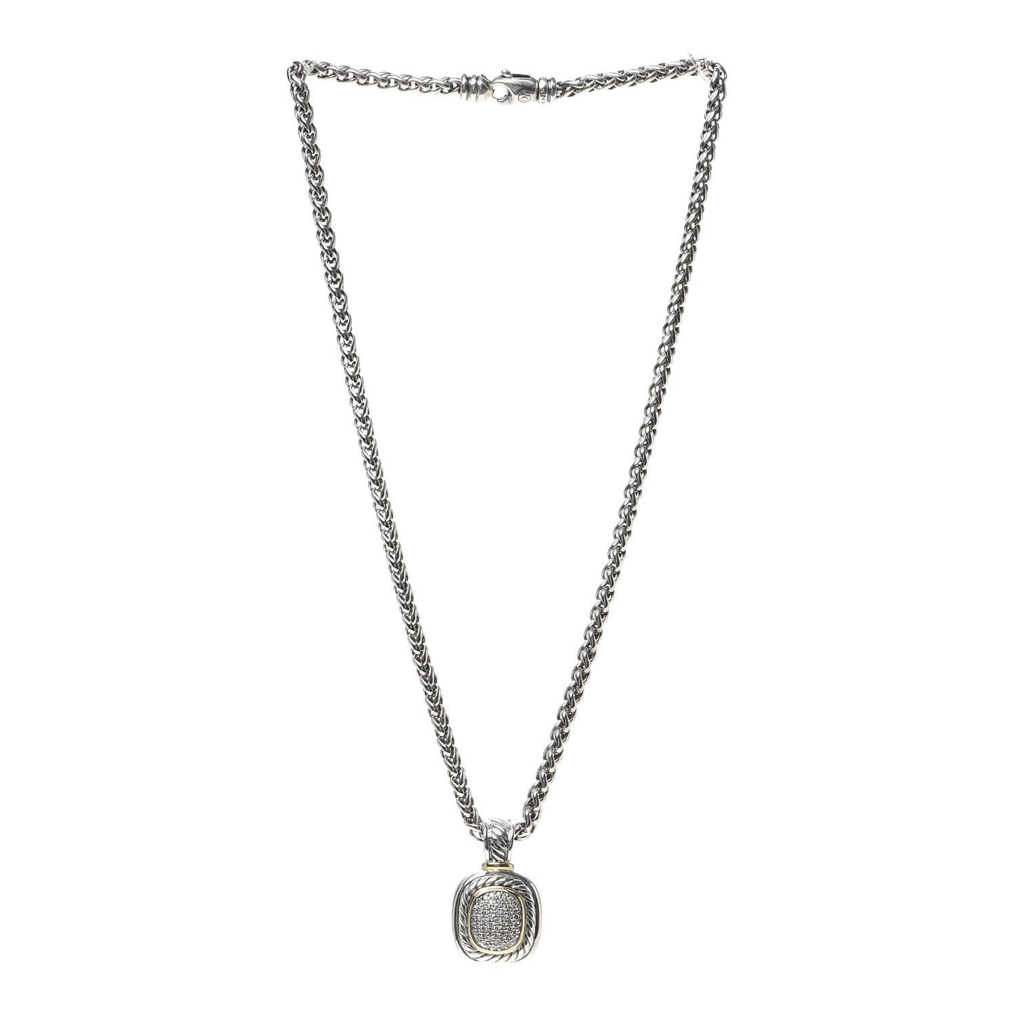 Sterling Silver 18K Yellow Gold Diamond 9mm Albion Enhancer Pendant Necklace