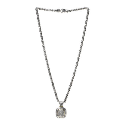 David Yurman Sterling Silver 18K Yellow Gold Diamond 9mm Albion Enhancer Pendant Necklace 3 of 5