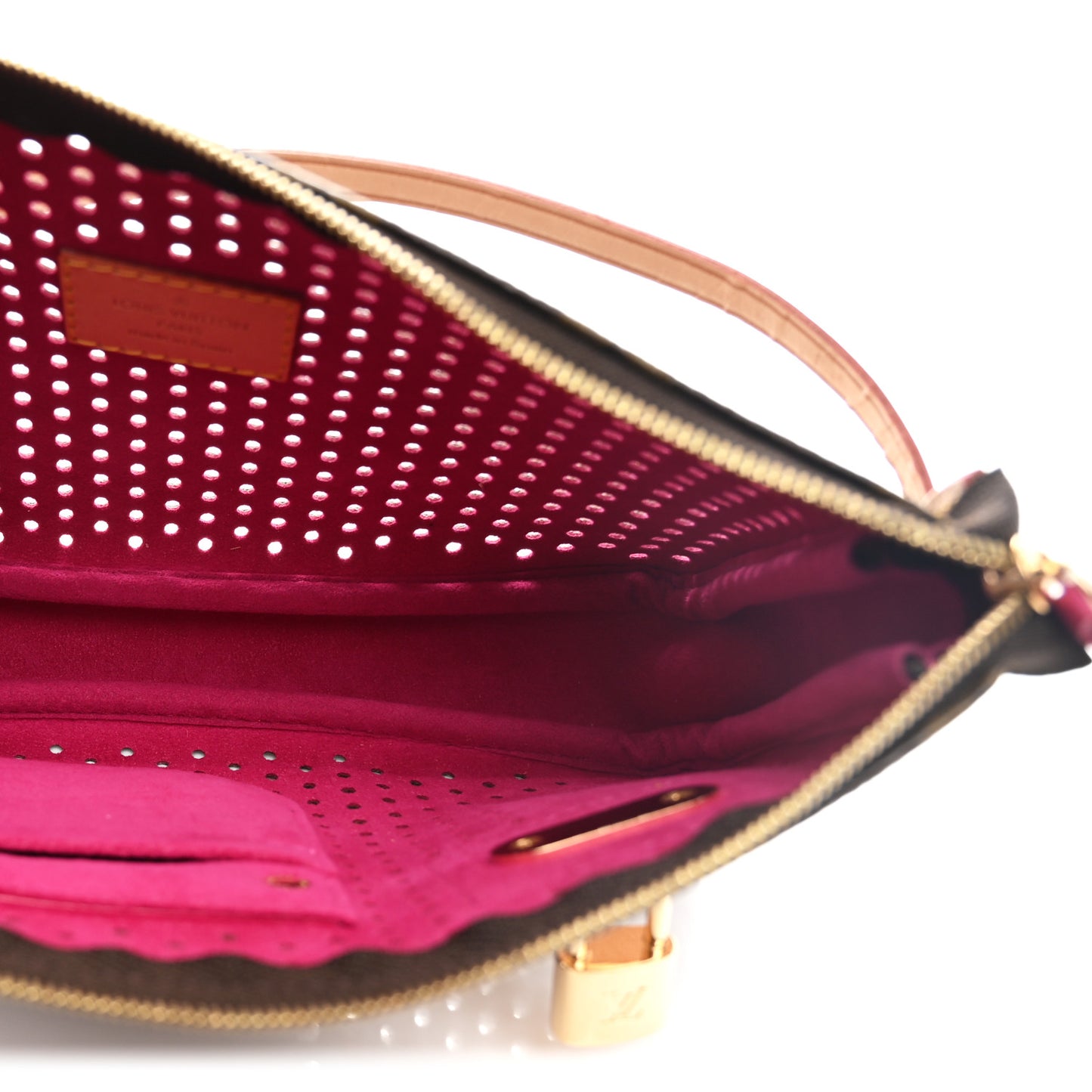 Monogram Perforated Pochette Accessories Bag Fuchsia