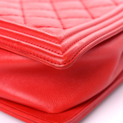 Chanel Calfskin Quilted Double Stitch Large Boy Flap Red 11 of 22