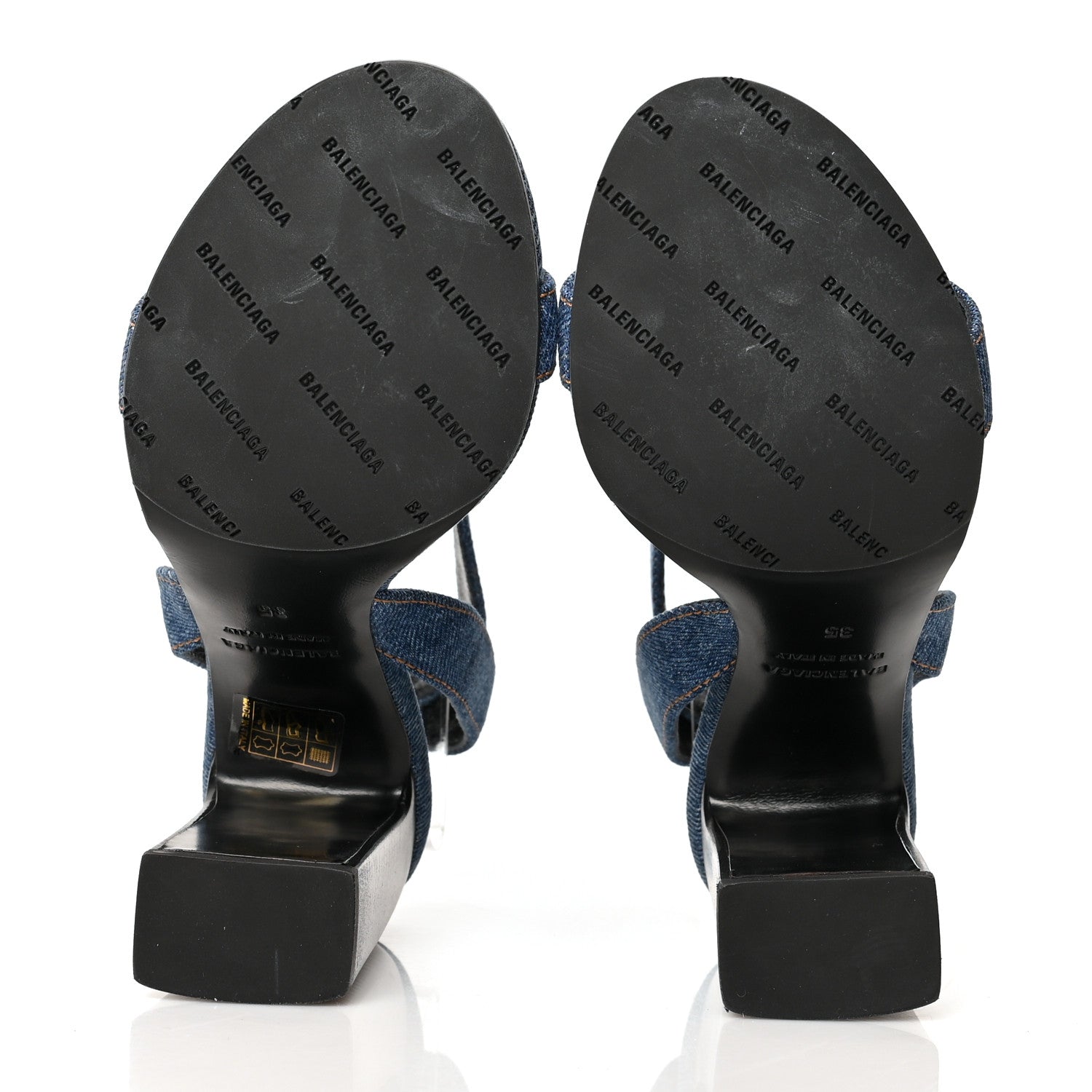 Balenciaga Denim Ankle Strap Round Heel Sandals 35 Bleu Clair 5 of 8