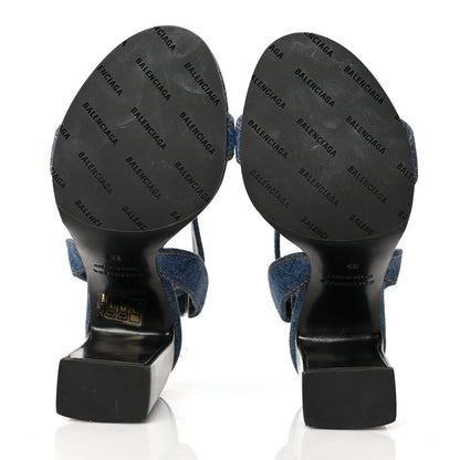 Balenciaga Denim Ankle Strap Round Heel Sandals 35 Bleu Clair 5 of 8