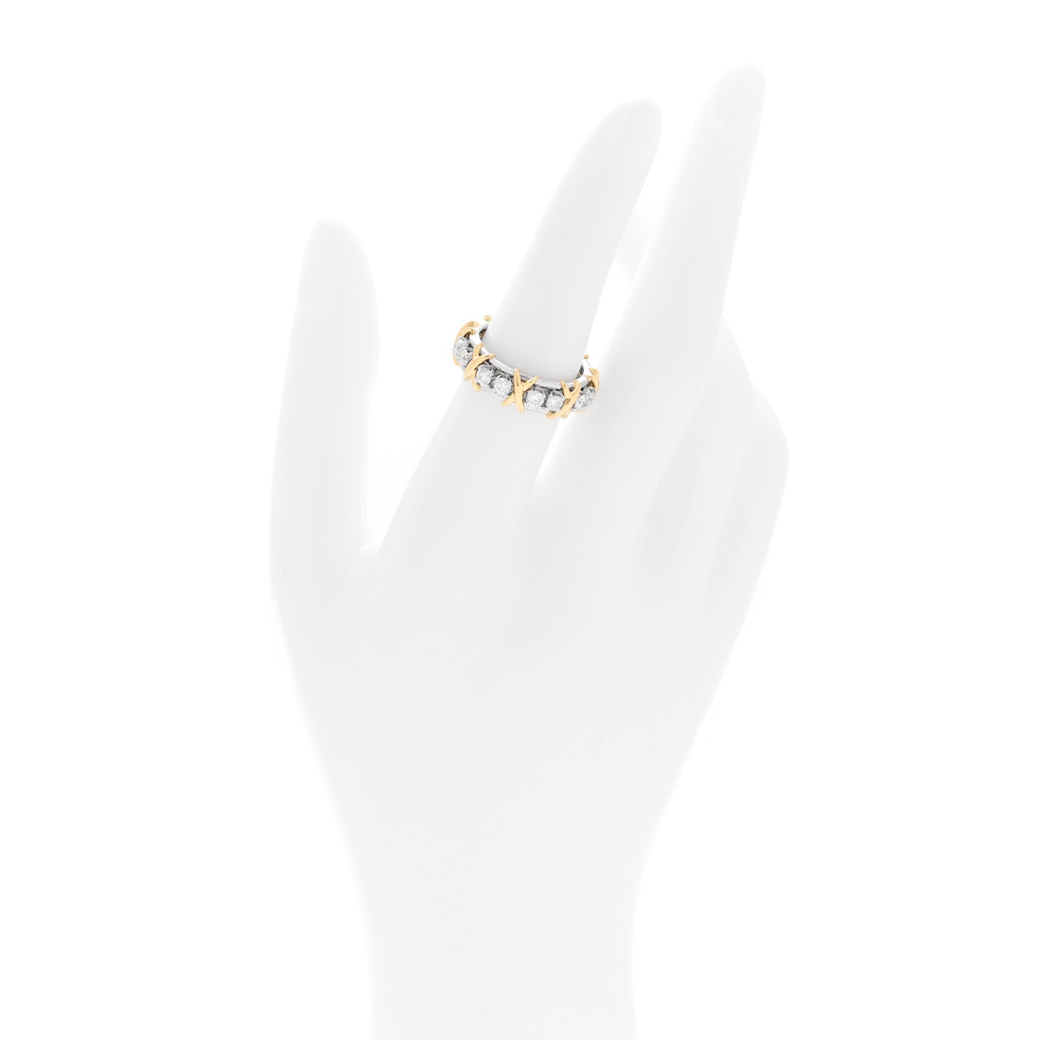 Tiffany Platinum 18K Yellow Gold Diamond Schlumberger Sixteen Stone Ring 53 6.5 2 of 4