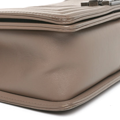 Chanel Calfskin Chevron Quilted Medium Boy Flap Taupe 9 of 10