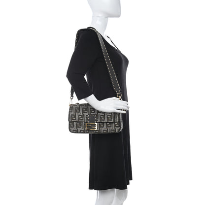 Fendi Fabric Jacquard Cuoio Romano FF 1974 Embroidered Baguette Tobacco Moro Ebano Multicolor 2 of 11