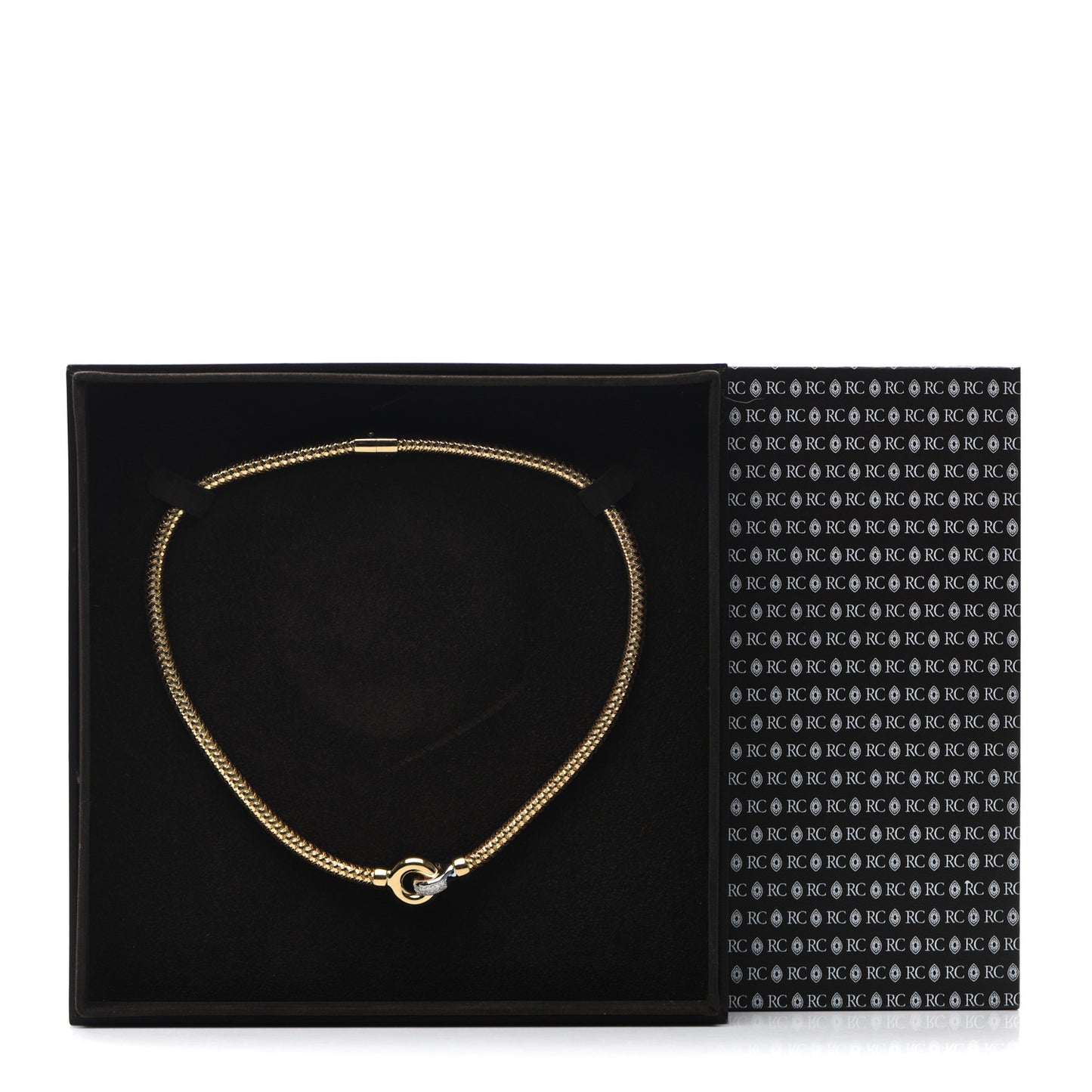 18K Yellow White Gold Diamond Primavera Interlock Necklace