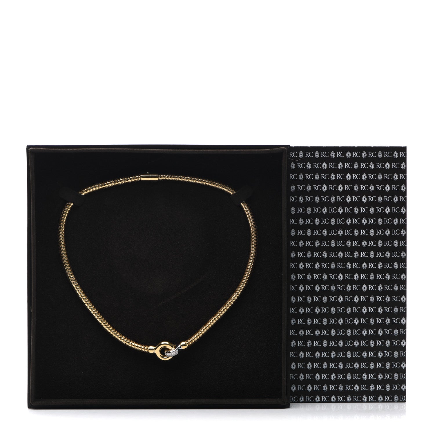 Roberto Coin 18K Yellow White Gold Diamond Primavera Interlock Necklace 4 of 4