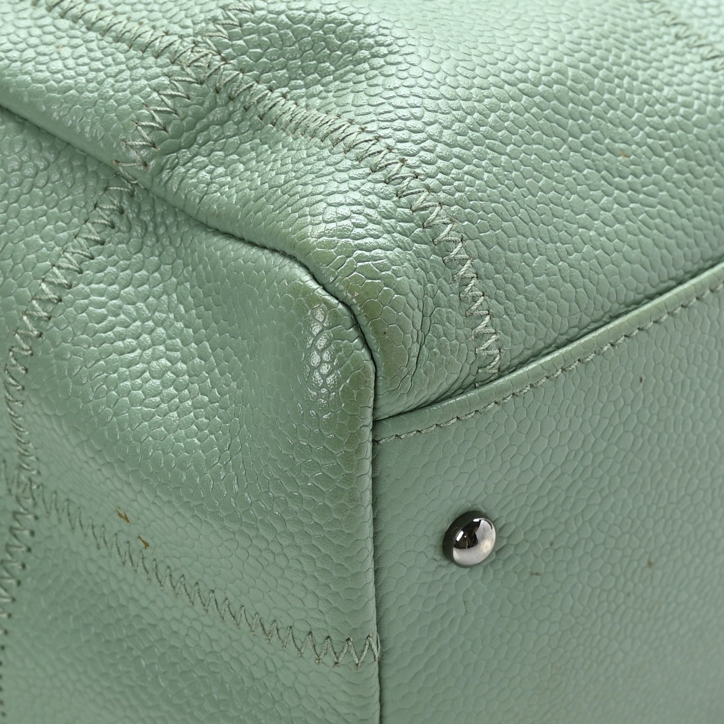 Caviar Square Stitched Bowler Light Green
