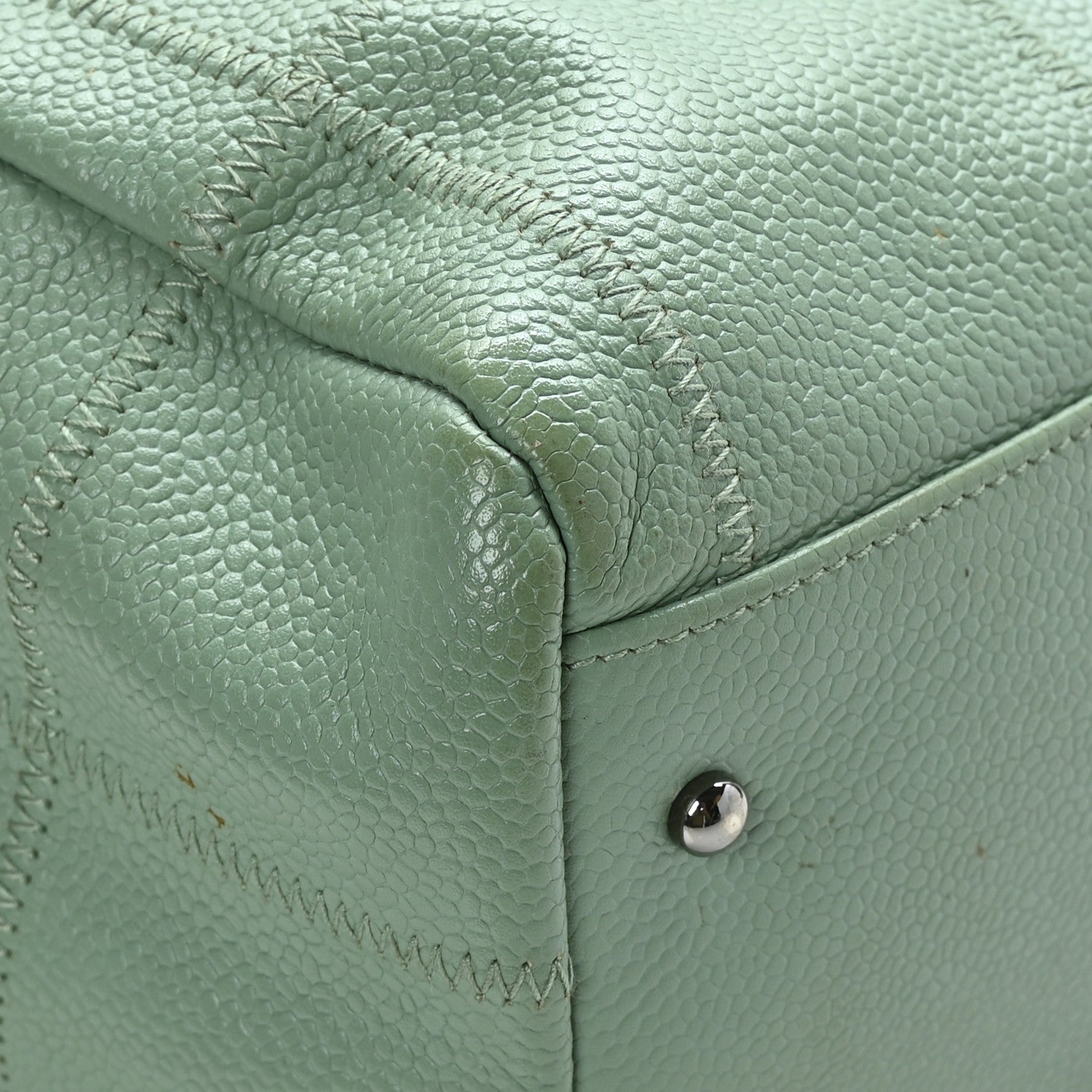 Chanel Caviar Square Stitched Bowler Light Green 8 of 13