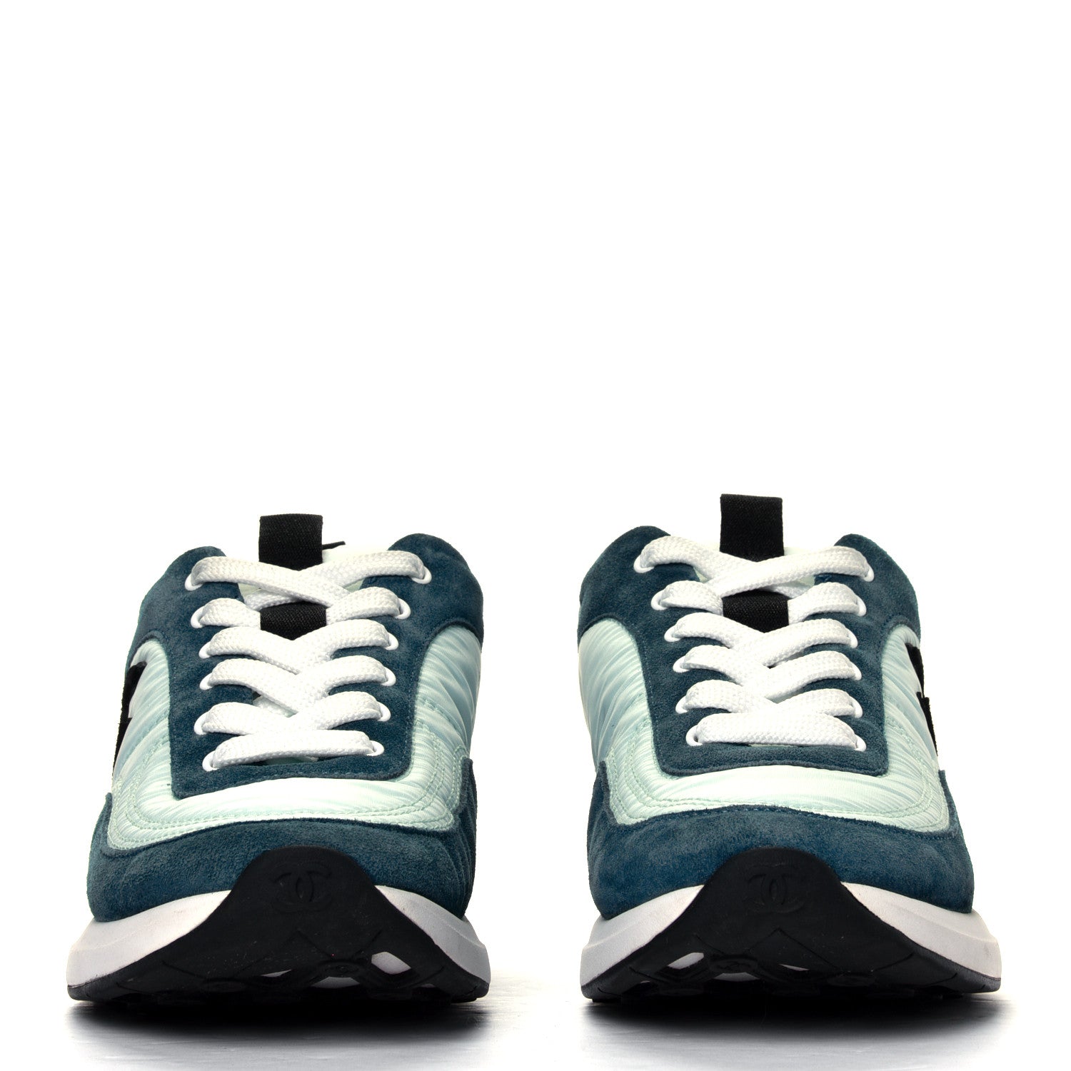 Chanel Nylon Suede Calfskin CC Sneakers 36 Green Light Green 2 of 4