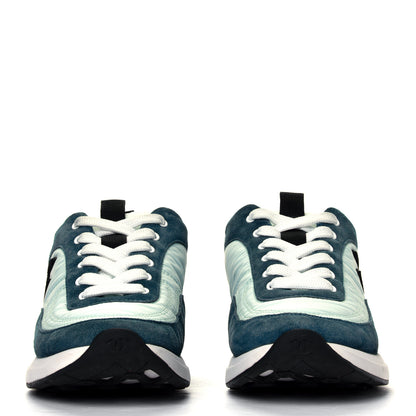 Chanel Nylon Suede Calfskin CC Sneakers 36 Green Light Green 2 of 4