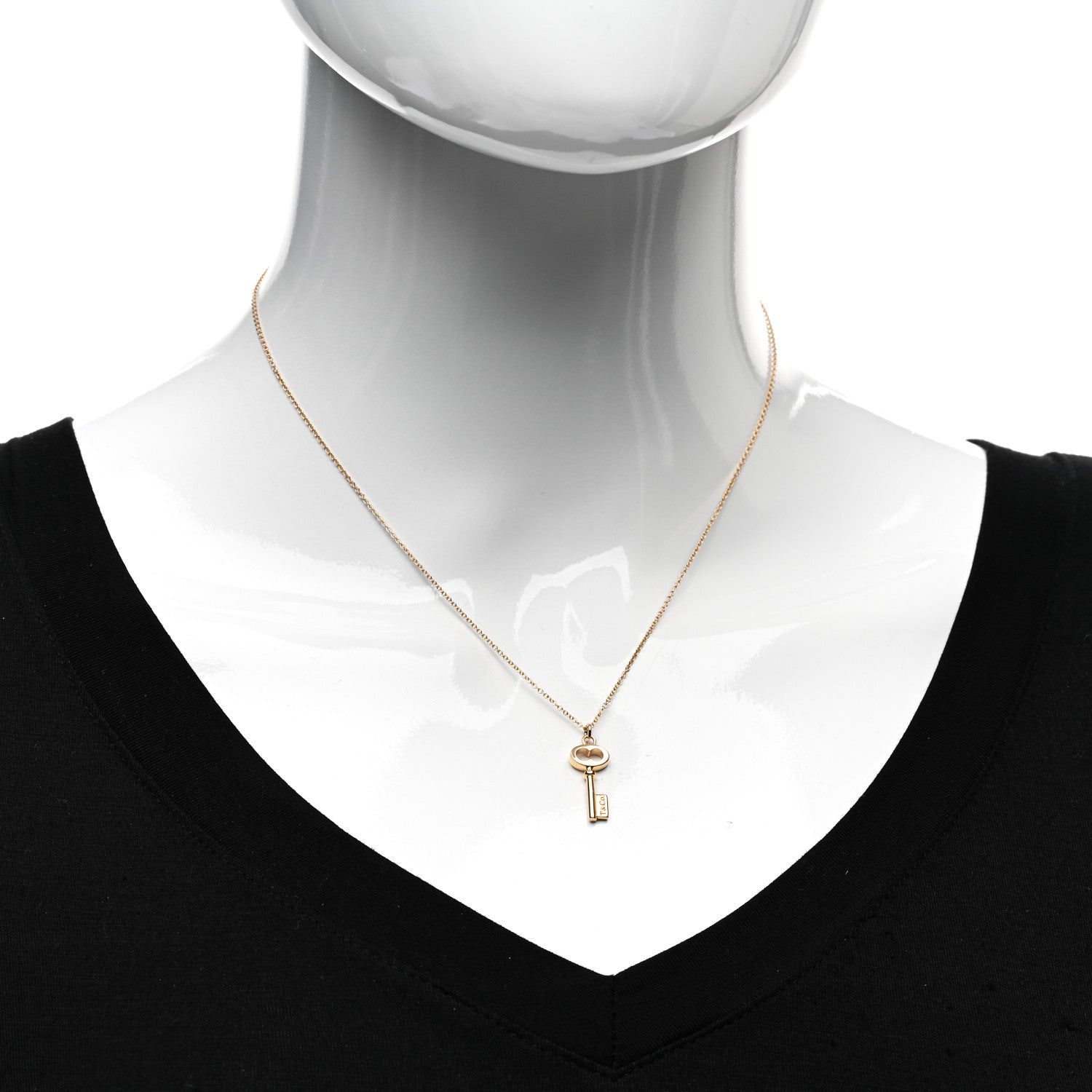Tiffany 18K Rose Gold Mini Key Pendant Necklace 2 of 4