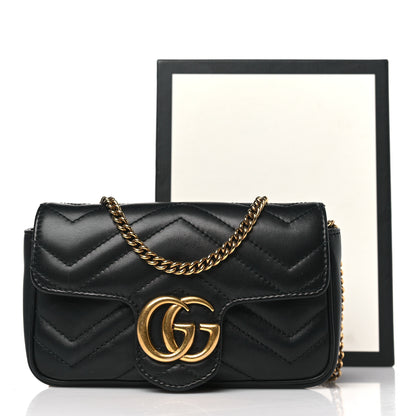 Gucci Calfskin Matelasse Super Mini GG Marmont Shoulder Bag Black 11 of 11
