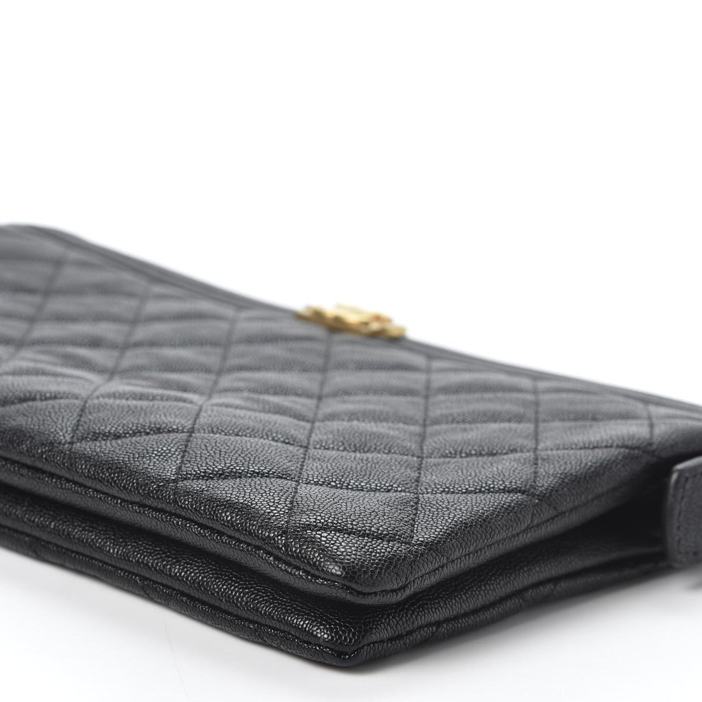 Caviar Quilted Small Zipped Boy Pouch Black