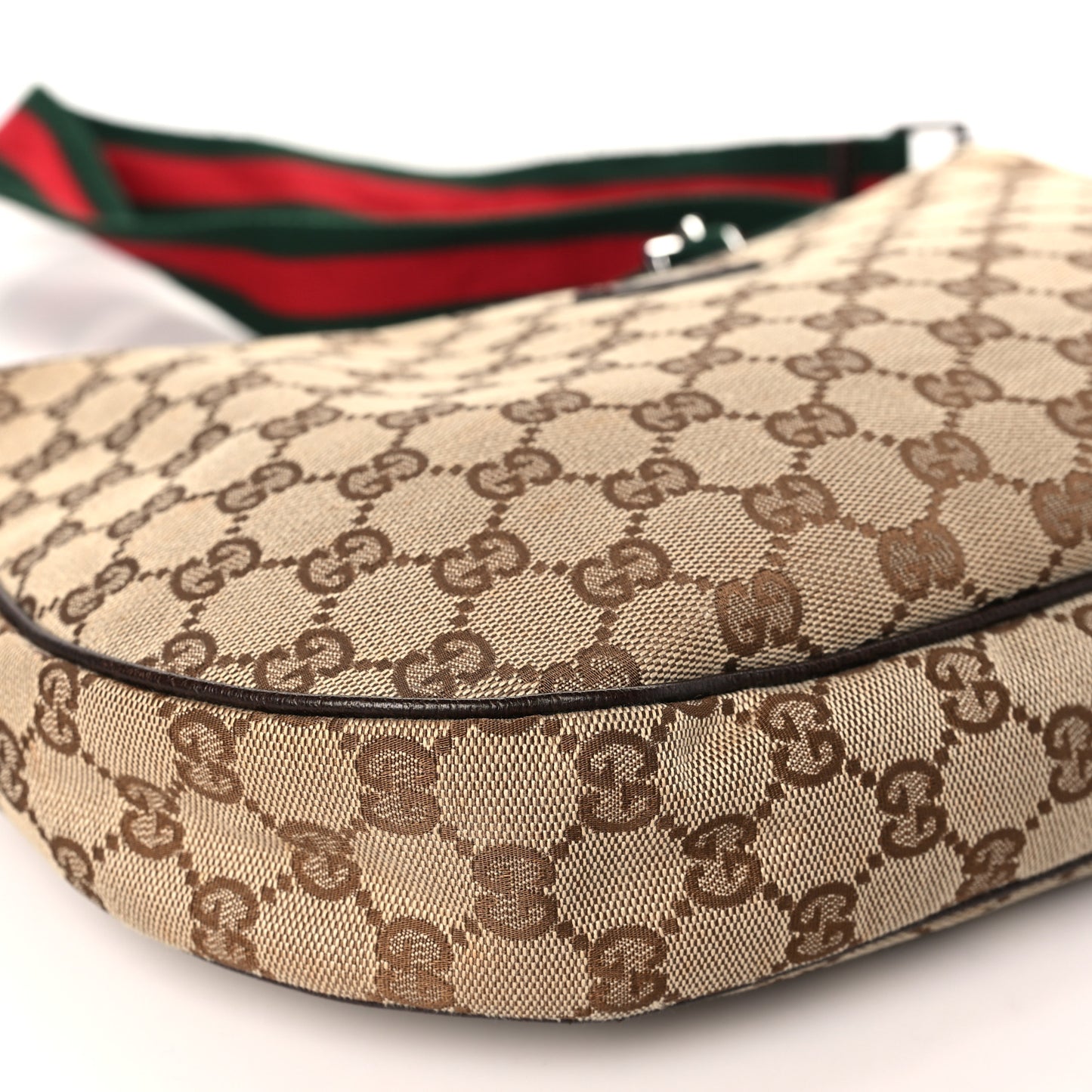 Monogram Web Medium Half Moon Hobo Dark Brown