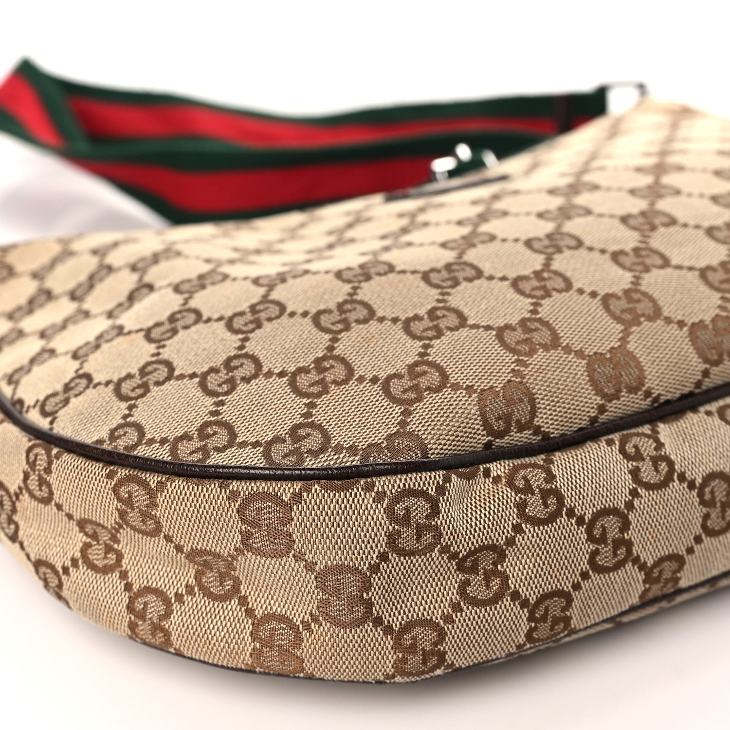 Gucci Monogram Web Medium Half Moon Hobo Dark Brown 8 of 9