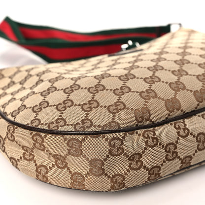 Gucci Monogram Web Medium Half Moon Hobo Dark Brown 8 of 9