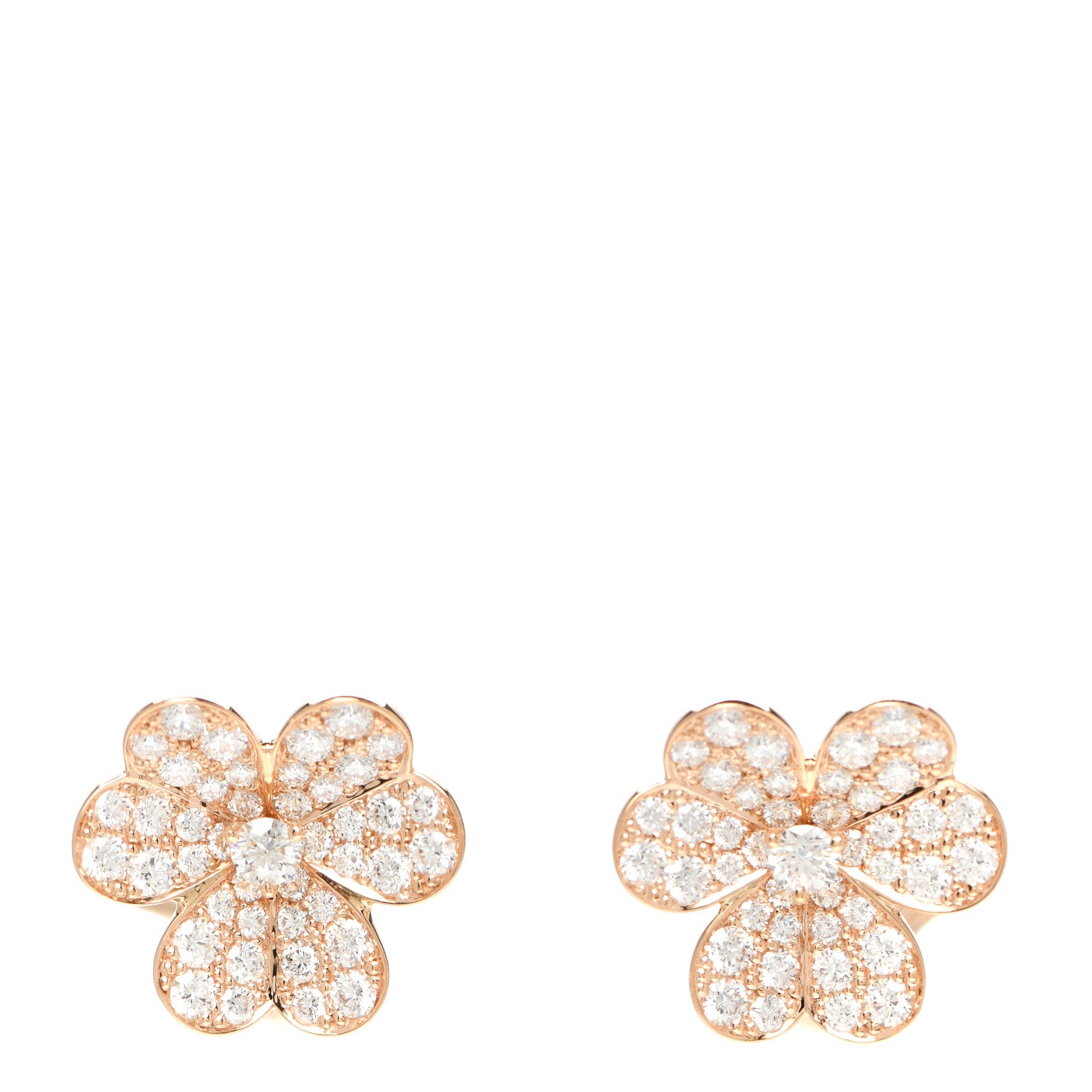 Van Cleef & Arpels 18K Rose Gold Diamond Small Frivole Pave Earrings 1 of 6