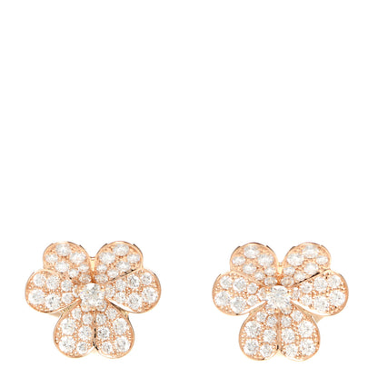 Van Cleef & Arpels 18K Rose Gold Diamond Small Frivole Pave Earrings 1 of 6