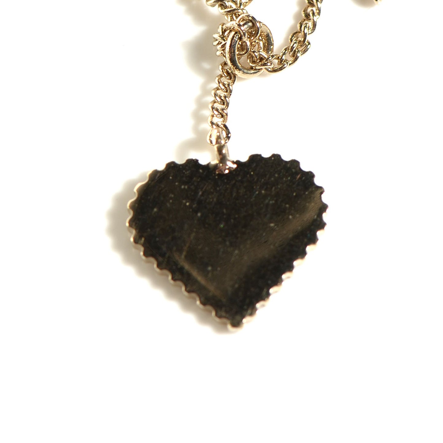 Enamel Heart CC Charm Necklace Gold