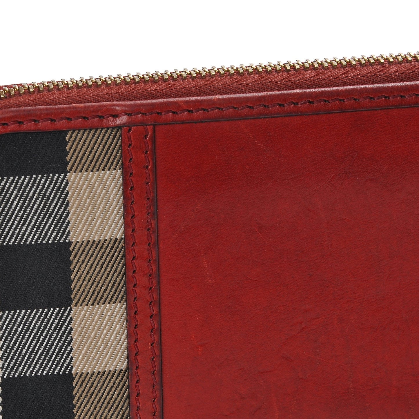 House Check Large Sartorial Ziggy Zip Around Wallet Military Red