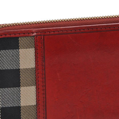 Burberry House Check Large Sartorial Ziggy Zip Around Wallet Military Red 10 of 10