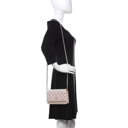 Chanel Iridescent Lambskin Quilted Wallet On Chain WOC Ivory 2 of 12