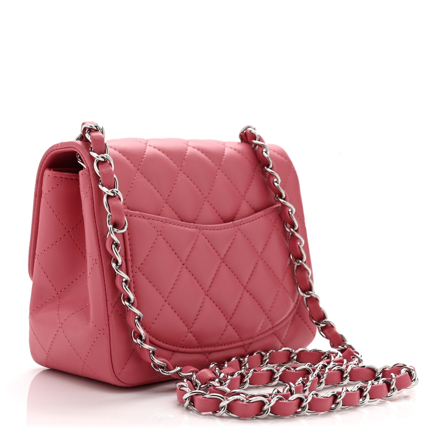 Lambskin Quilted Mini Square Flap Pink