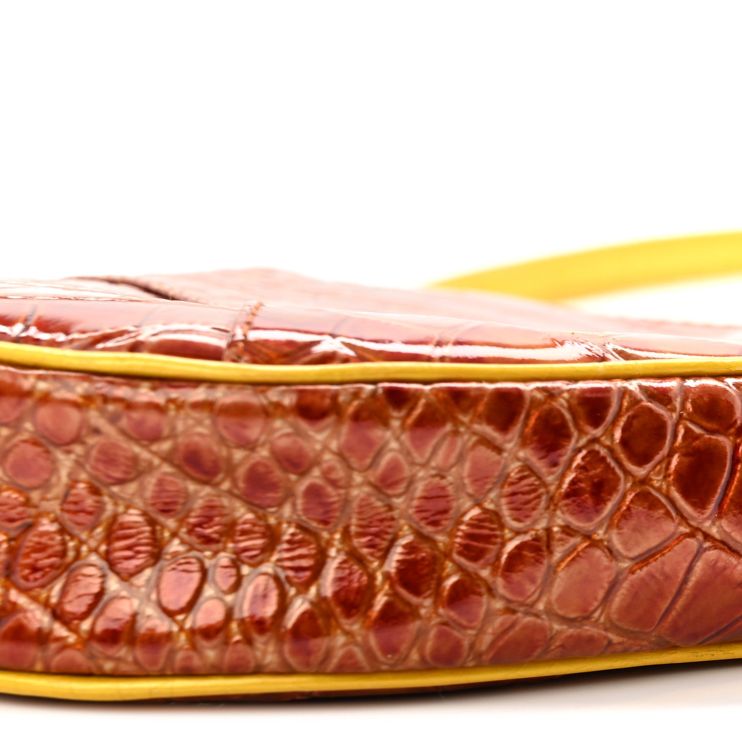 Christian Dior Patent Calfskin Crocodile Embossed Mini Saddle Pochette Orange 10 of 13