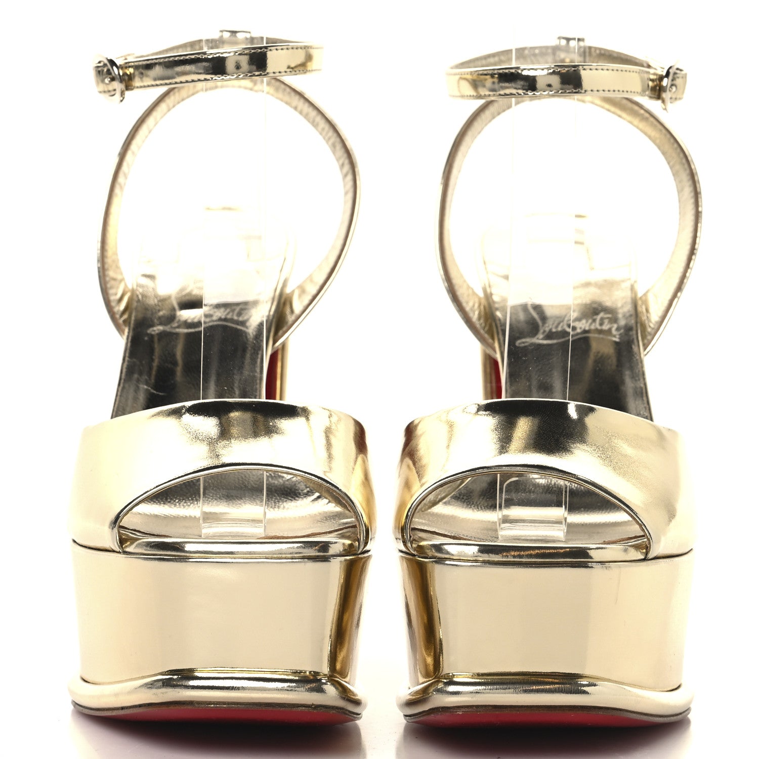 Christian Louboutin Metallic Patent Amali Alta 130 Platform Sandals 36.5 Gold 3 of 8