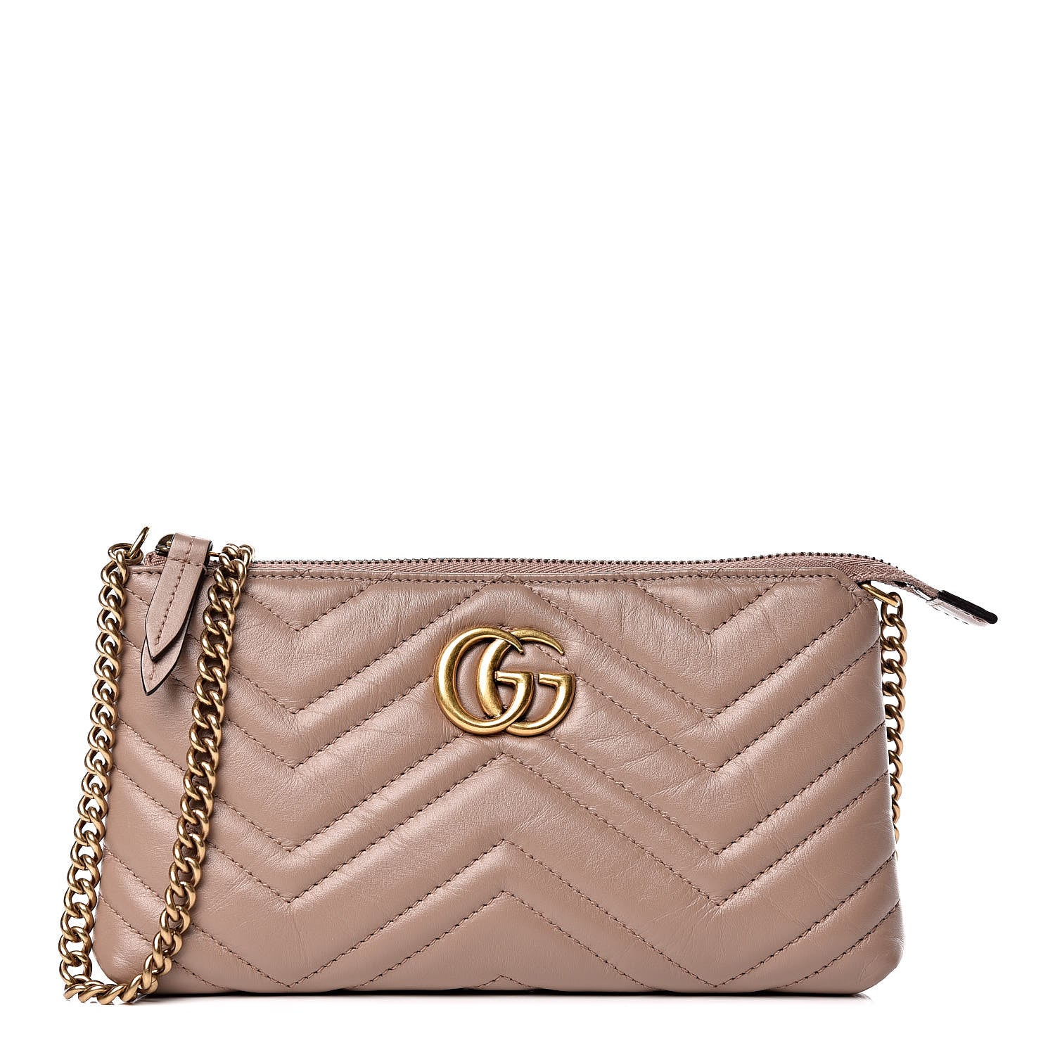 Gucci Calfskin Matelasse Mini GG Marmont Chain Bag Porcelain Rose 1 of 9